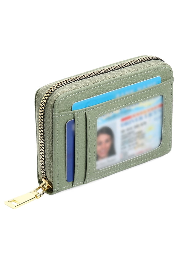 Women's Multi-Card Holder Accordion Wallet, Coin Purse with 11 Card Slots, ID Window , Zipper Pocket, Birthday Gift for Her,Mint Green