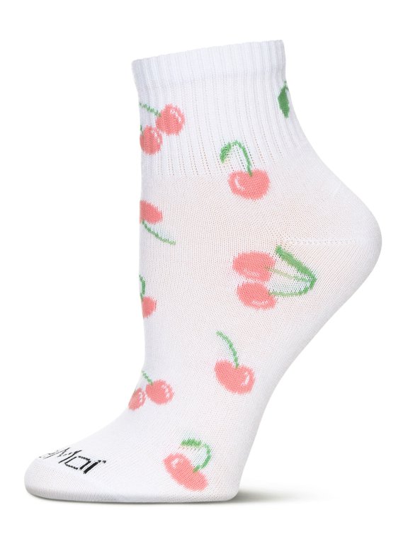 Women's Multi Cherries Athletic Quarter Socks - Womens - Female, 9-11, White