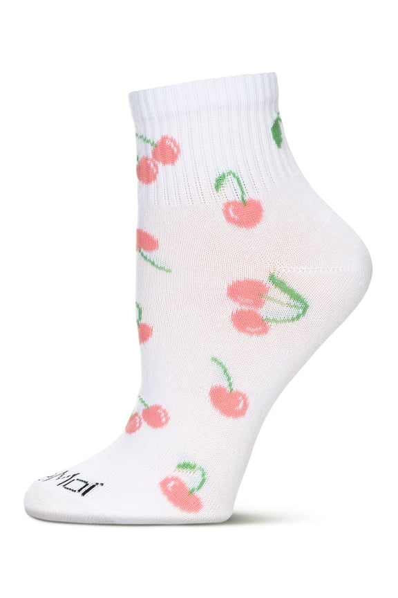 Women's Multi Cherries Athletic Quarter Socks - Womens - Female, 9-11, White