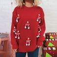 thumbnail image 1 of Women's Multi-Color Christmas Elf Print Sweater - Warm Winter Festive Casual Wear, 1 of 6