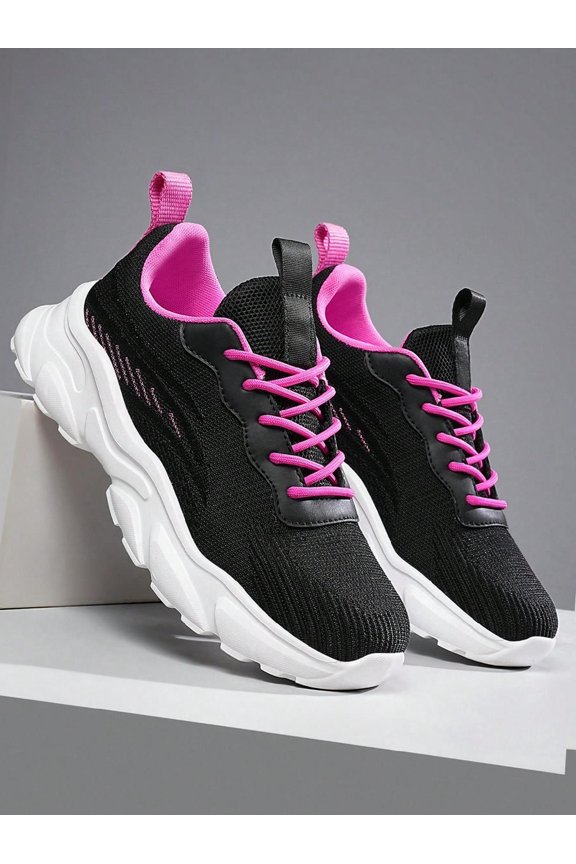 Women's Multi-Color Cloud Knit Sneakers - Cafe Stride Comfort Year-Round Patio Style, Distressed Denim Accent