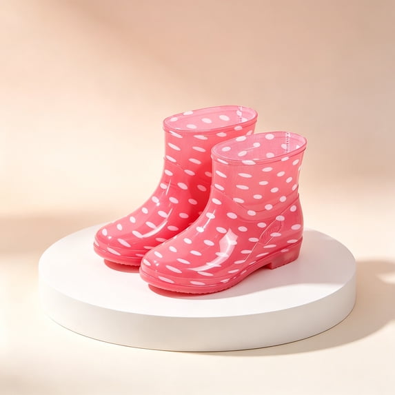 Women's Multi Color Printed PVC Ankle Rain Boots Glossy Waterproof Pull On Short Rain Footwear For Daily Rainy Outdoor Wear