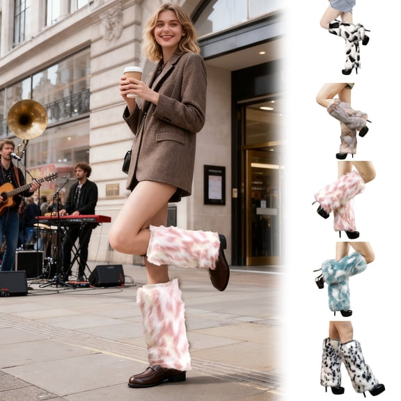 Women’s Multi-Color Soft Boot Covers - Winter Leg Warmers, Holiday Accessories for Christmas Parties & Festive Outfits, Fashionable & Warm, Elastic Fabric for Comfortable Wear, C