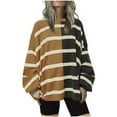thumbnail image 1 of Women's Multi-Color Striped Color Block Oversized Sweater - Cozy Winter Warm Casual Wear, 1 of 5