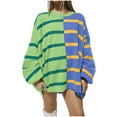 thumbnail image 1 of Women's Multi-Color Striped Color Block Oversized Sweater - Cozy Winter Warm Casual Wear, 1 of 5