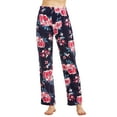 thumbnail image 1 of Women's Multi Colors Cozy PJ Fleece Pajama Lounge Pants (Floral, M), 1 of 2