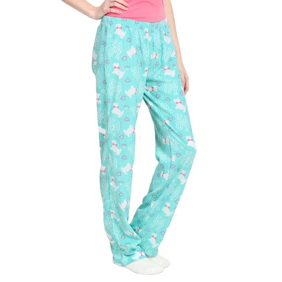 Women's Multi Colors Cozy PJ Fleece Pajama Lounge Pants (Puppy, M)