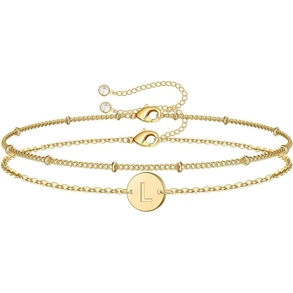 Women's Multi-Layer Beaded Letter Bracelet 26 Alphabet Disc Single Letter Pendant Women's Jewelry Gift