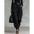 thumbnail image 1 of Women's Multi-Pocket Cargo Jogger Pants High Waist Pleated Wide Leg Trousers with Elastic Ankle Cuffs, 1 of 1