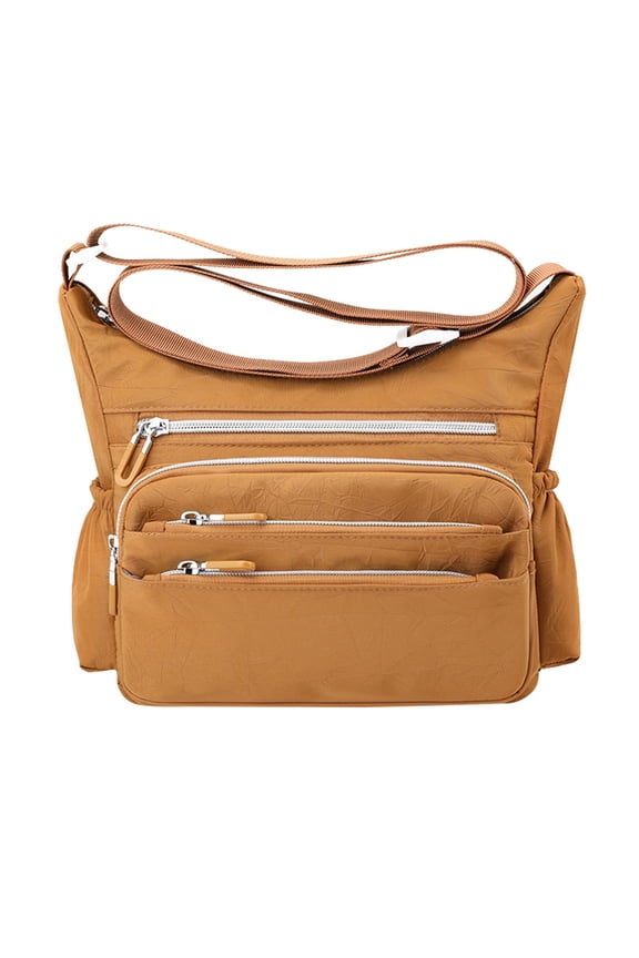 Women's Multi Pocket Large Capacity Crossbody Bags Lightweight Waterproof Nylon Work Travel Messenger Shoulder Bags Gold