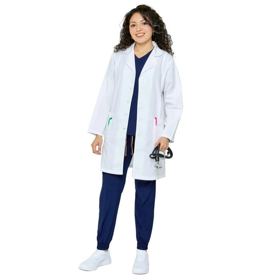 Women's Multi-Pocket Long Lab Coat Medical Uniform