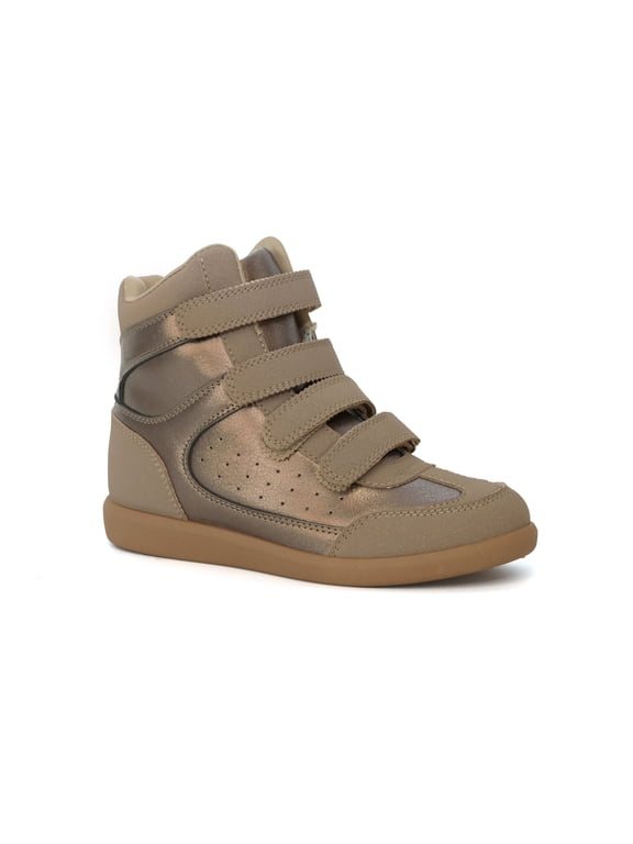 Womens Multi-Strap High-Top Wedge Sneaker