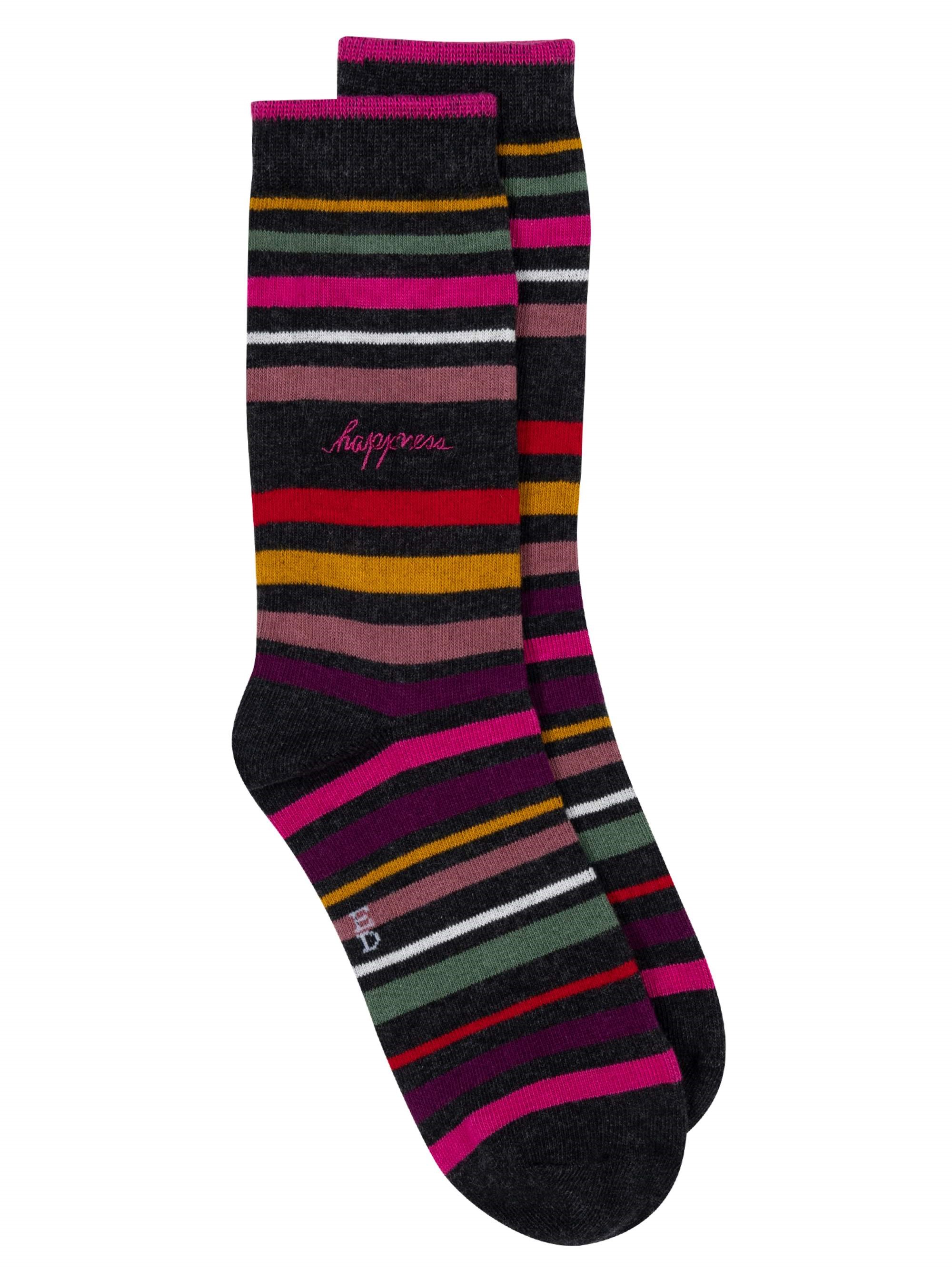 Women's Multi Stripe Happiness Embroidered Crew Socks - image 1 of 1