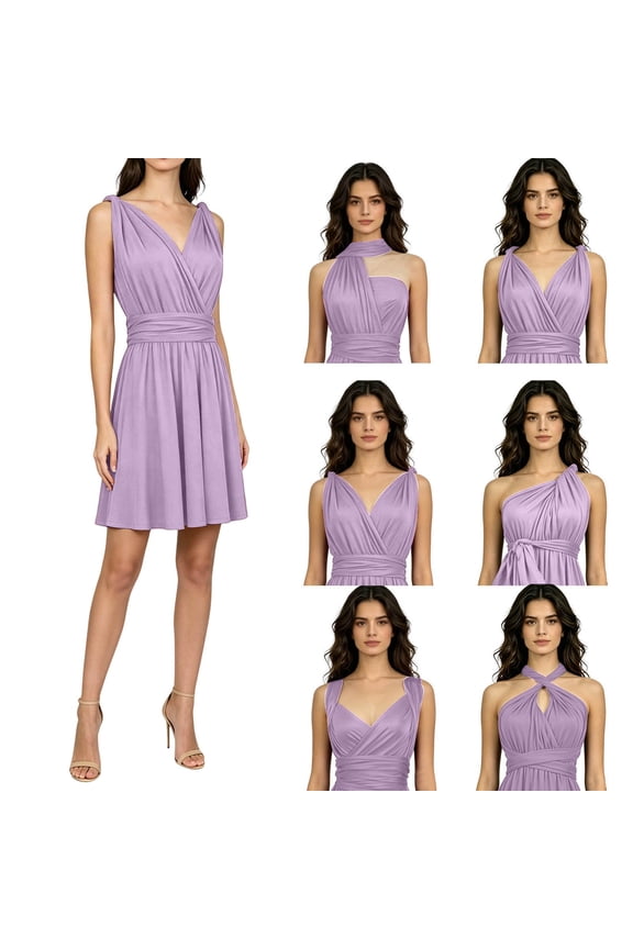 Women's Multi-Way Convertible Backless Dress with Tie Detail â Versatile Sleeveless Dress for Party, Clubwear & Summer Outings â Infinity Style Short Dress (S-XL)