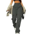 thumbnail image 1 of Women’s High Waisted Multi-Pocket Cargo Work Pants – Y2K Wide Leg Casual Straight Fit, Plus Size Available, 1 of 6