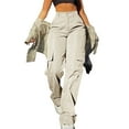 thumbnail image 1 of Women’s High Waisted Multi-Pocket Cargo Work Pants – Y2K Wide Leg Casual Straight Fit, Plus Size Available, 1 of 8