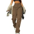 thumbnail image 1 of Women’s High Waisted Multi-Pocket Cargo Work Pants – Y2K Wide Leg Casual Straight Fit, Plus Size Available, 1 of 7