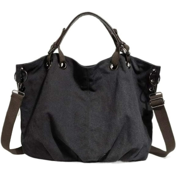 Women's Multi-pocket Shoulder Bag Fashion Cotton Canvas Handbag Tote Purse