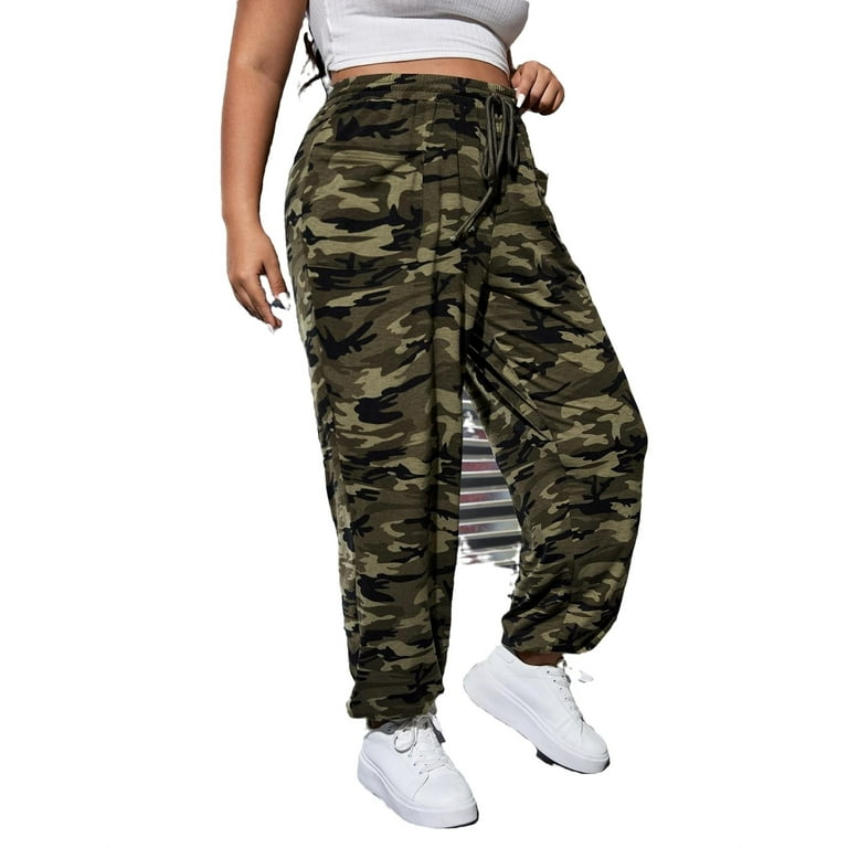Women s Multicolor Camo null Plus Size Sweatpants Walmart