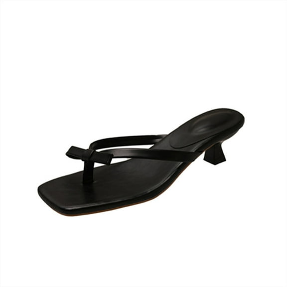 Women's Multicolor T-Strapy Strappy Kitten Heel Sandals, Square Clip Toe Slip-on Low Heel Mules, Slide Flipflops, Elegant Summer Dress Shoes for Party, Evening, and Casual Wear