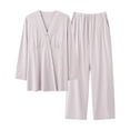 thumbnail image 1 of Women's Multifunctional Maternity Clothing Postpartum Clothing Pajamas Belt Chest Pad Adjustable Drawstring Long Sleeved Round Neck Set Pajama Sets for Women 2 Piece Sleep Sets for Women, 1 of 7