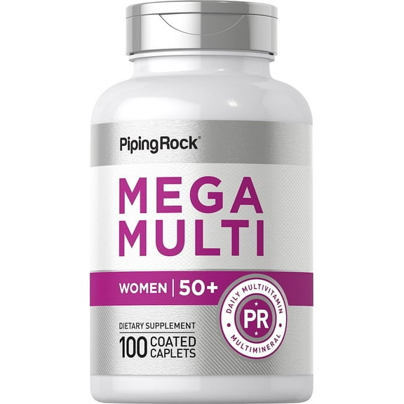 Women's Multivitamin 50 Plus | 100 Coated Caplets | Mega Multi Vitamin for Women | by Piping Rock