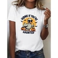 thumbnail image 1 of Women's Mummy Duck Halloween T-Shirt, "Honk If Ghost" Graphic Tee, Bat Print Casual Top, Round neck，Cute，cotton，white，S-5XL, 1 of 5