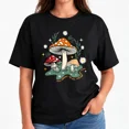 thumbnail image 1 of Women's Mushroom Daisy Graphic T-Shirt, Cotton Crew Neck Cottagecore Tee, 1 of 7