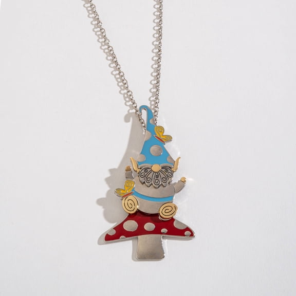 Women's Mushroom Themed Gnome Pendant Necklace by Howard's