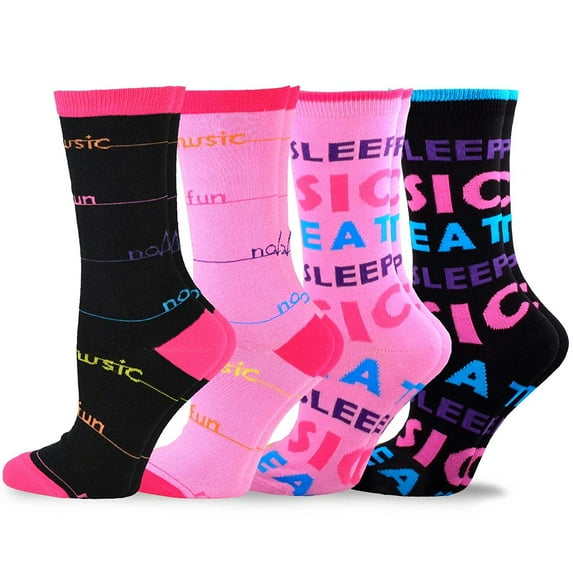 Women's Music Cotton Crew Socks 4-Pack