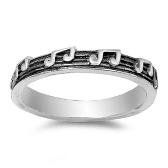 Women's Music Note Ring .925 Sterling Silver Band Jewelry Female Male Unisex Size 7