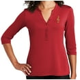 thumbnail image 1 of Women's Musical G Clef 5-button 3/4 Sleeve Henley Shirt, 2XL Rich Red, 1 of 3