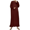 thumbnail image 1 of Women's Muslim Dresses Abaya Islamic Dubai Prayer Dress Robe Long Cardigan Maxi Dress Crew Neck Ramadan Kaftan, 1 of 1