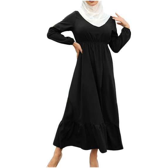 Women's Muslim Flowy Abaya Dresses Islamic Thobe Saudi Arab Dubai Ramadan Prayer Dress Kaftan Dubai Dress Gown