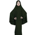 thumbnail image 1 of Women's Muslim Jilbab Two Piece Set Burka Cover Ups Dress with Hijab Abaya Prayer Clothes Islamic Dubai Kaftan Burqa, 1 of 7