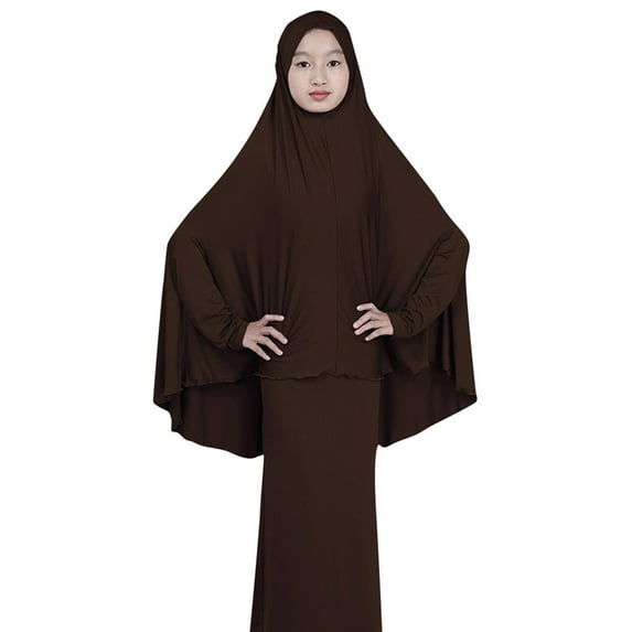 Women's Muslim Jilbab Two Piece Set Burka Cover Ups Dress with Hijab Abaya Prayer Clothes Islamic Dubai Kaftan Burqa