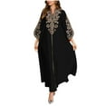 thumbnail image 1 of Women's Muslim Maxi Dress, Fashion Embroidered Long Sleeve Kaftan Dresses Oversized Loose Holiday Robe, 1 of 2