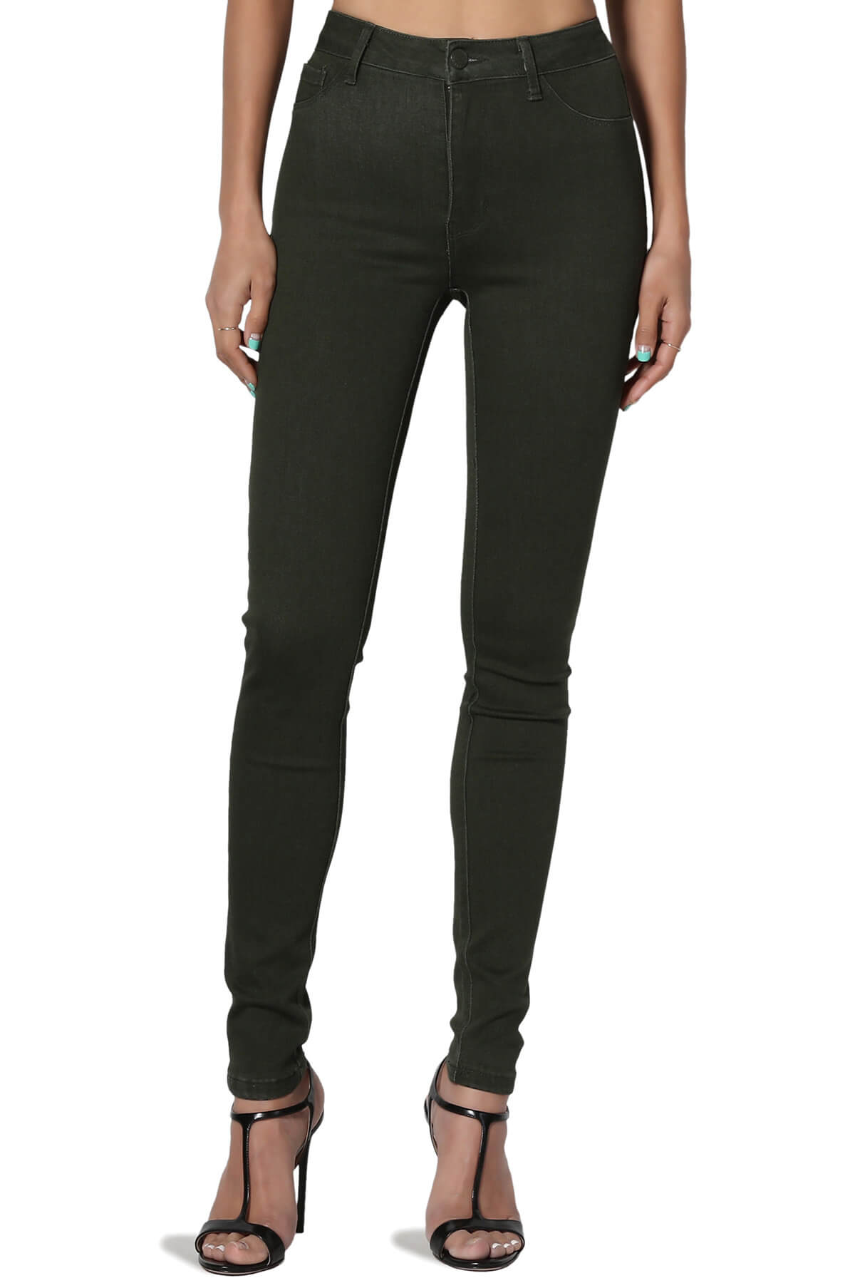 Women's Must-Have Colored High Rise Ankle Skinny Jeans Stretch Denim Jeggings - image 1 of 7