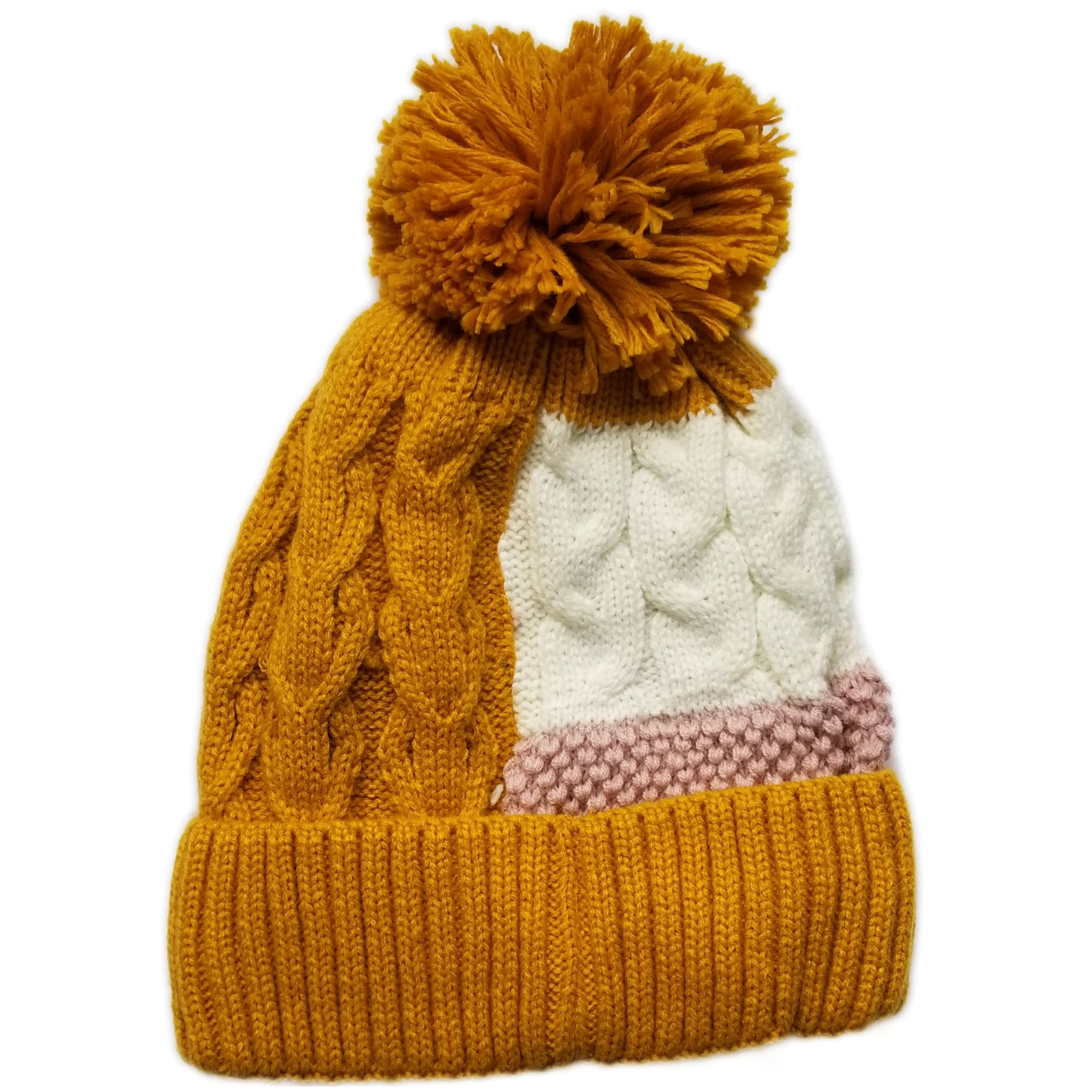 Pink & Orange Color Block Beanie