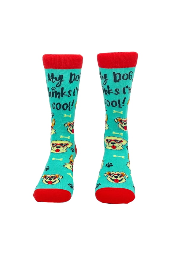 Women's My Dog Thinks I'm Cool Socks Funny Pet Lover Novelty Cute Graphic