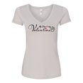 thumbnail image 1 of Women's My Dog is My Valentine Next Level Ladies V Neck Short Sleeve T-shirt-Silver-xl, 1 of 4