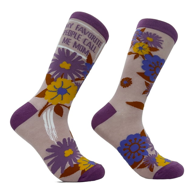 Women's My Favorite People Call Me Mom Socks Funny Cute Flowers Mothers