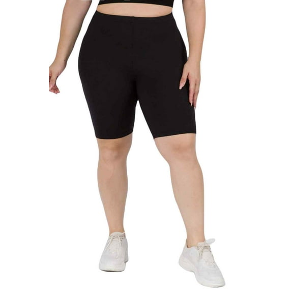 Women's My Kind of Look Peach Skin Biker Shorts, Black, L/XL