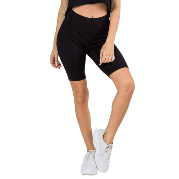 Women's My Kind of Look Peach Skin Biker Shorts, Black, SM