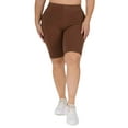 thumbnail image 1 of Women's My Kind of Look Peach Skin Biker Shorts, Coffee, L/XL, 1 of 5