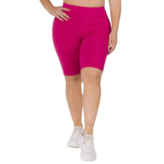 Women's My Kind of Look Peach Skin Biker Shorts, Fuchsia, L/XL