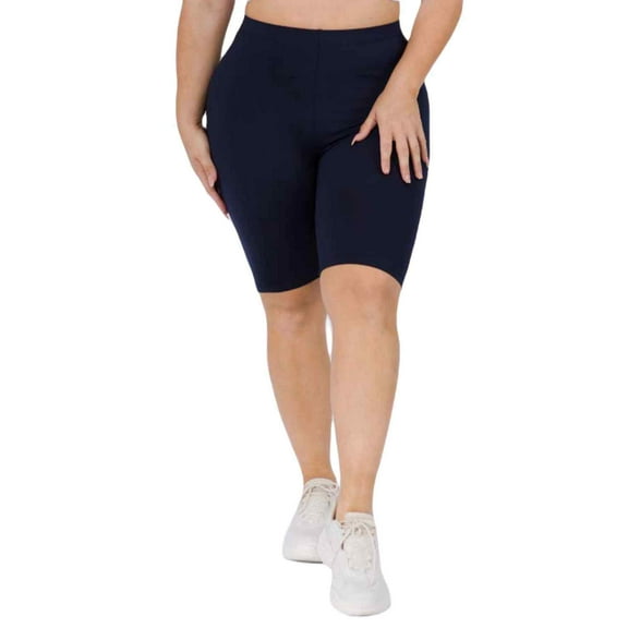 Women's My Kind of Look Peach Skin Biker Shorts, Navy, L/XL