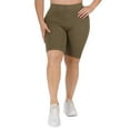 thumbnail image 1 of Women's My Kind of Look Peach Skin Biker Shorts, Olive, L/XL, 1 of 5