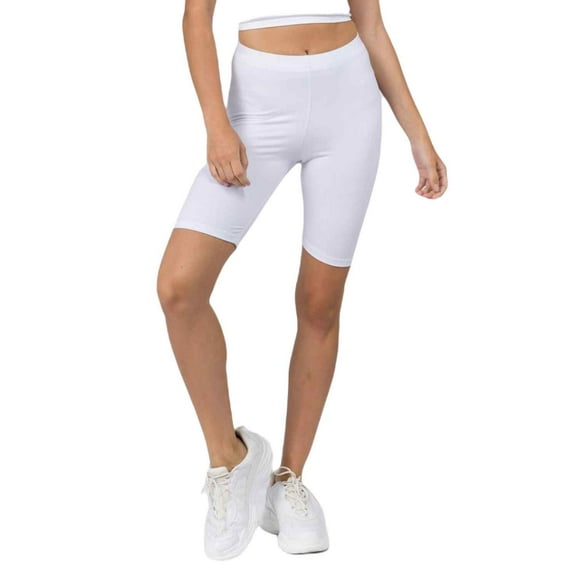Women's My Kind of Look Peach Skin Biker Shorts, White, SM