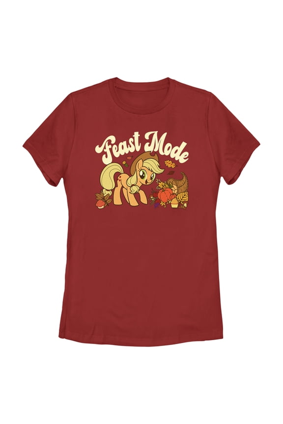 Women's My Little Pony: Friendship is Magic Applejack Feast Mode Graphic Tee Red Small